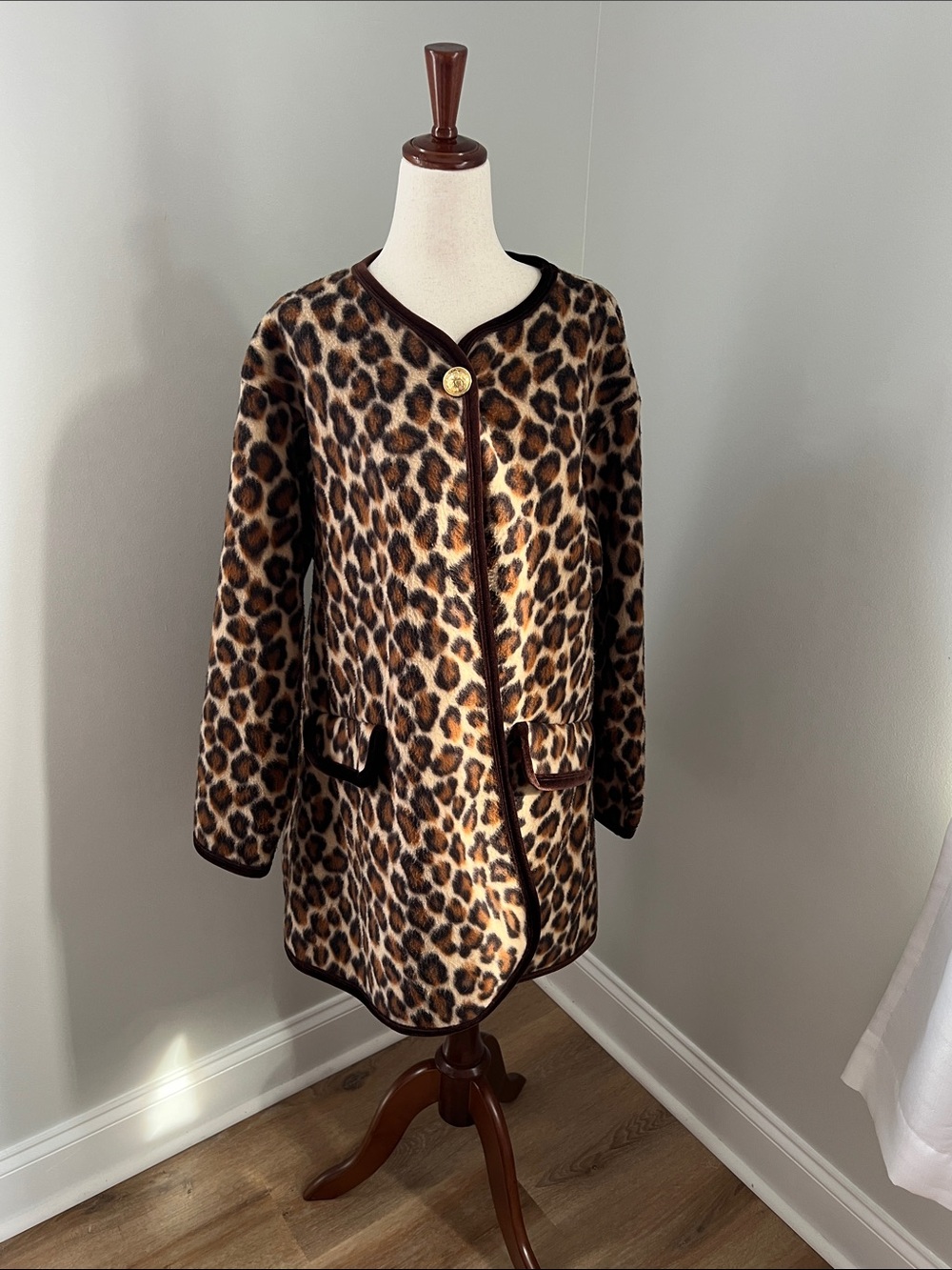 Gantos | Vintage Leopard Print Coat in Brown and Black Size M